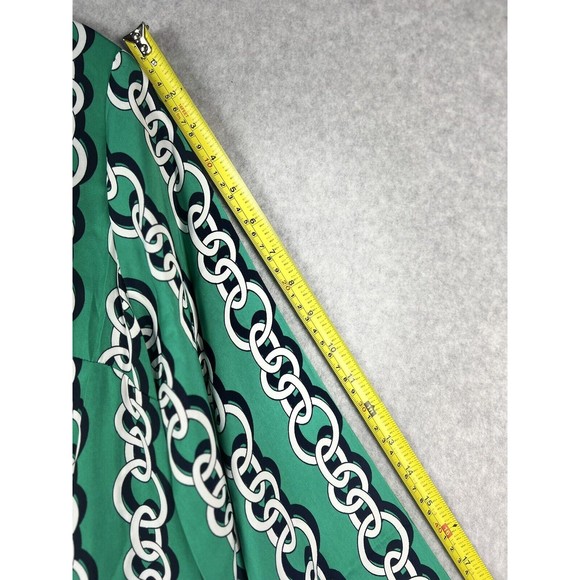 IMAN Tunic Jade GLOBAL CHIC V Neck Chain Link Flowy Blouse Corpcore Twee Office - Picture 11 of 16